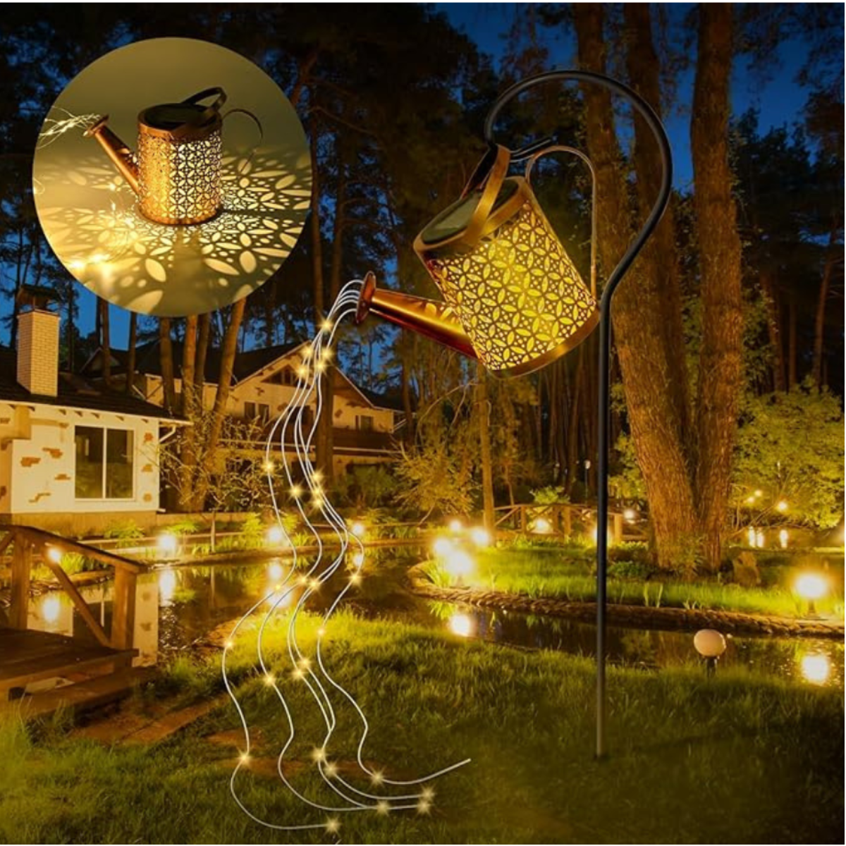 Regadera de jardín solar de luces LED