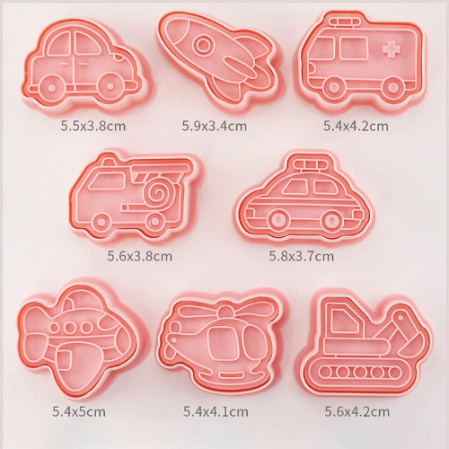 Set de 8 Cortadores de Galletas con Formas de Vehículos