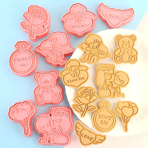 Set de 8 Cortadores de Galletas San Valentín