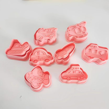 Set de 8 Cortadores de Galletas con Formas de Vehículos