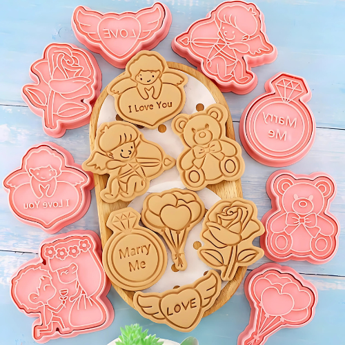Set de 8 Cortadores de Galletas San Valentín