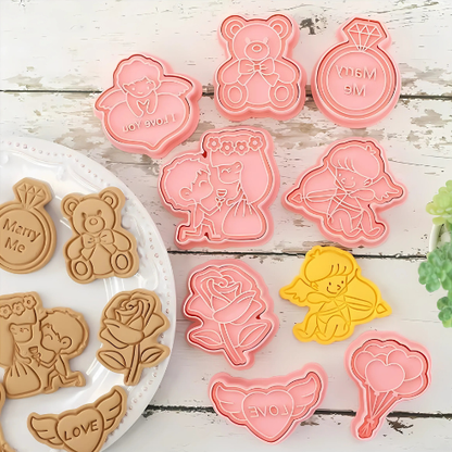 Set de 8 Cortadores de Galletas San Valentín
