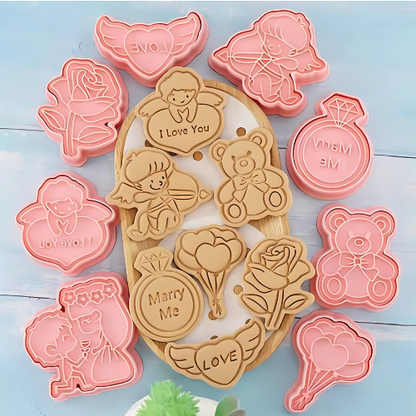 Set de 8 Cortadores de Galletas San Valentín